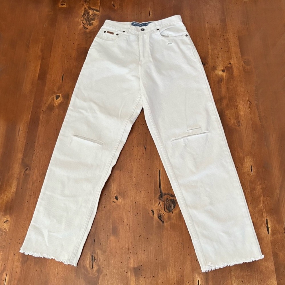 Vintage Womens‎ Eddie Bauer White Authentic Denim Loose Fit Jeans